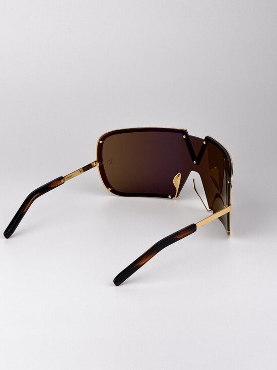 Valentino Sunglasses Gold Titanium Oversized Mask Brown Model V-ROMASK VLS-120 B main image 6